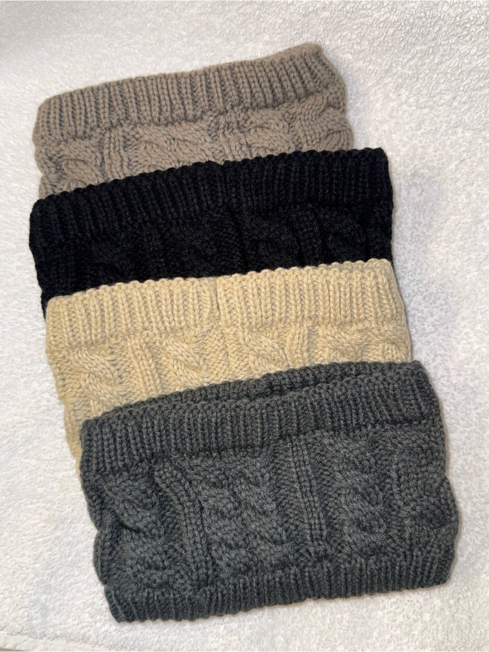 Set of 4 Women’s Crochet Headbands- Gray, Cream, Black, Taupe